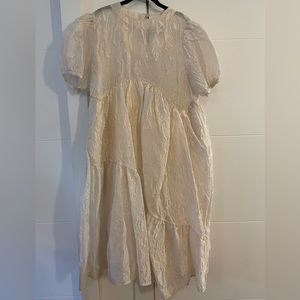 Dream Sister Jane midi dress in cream textured jacquard, size M